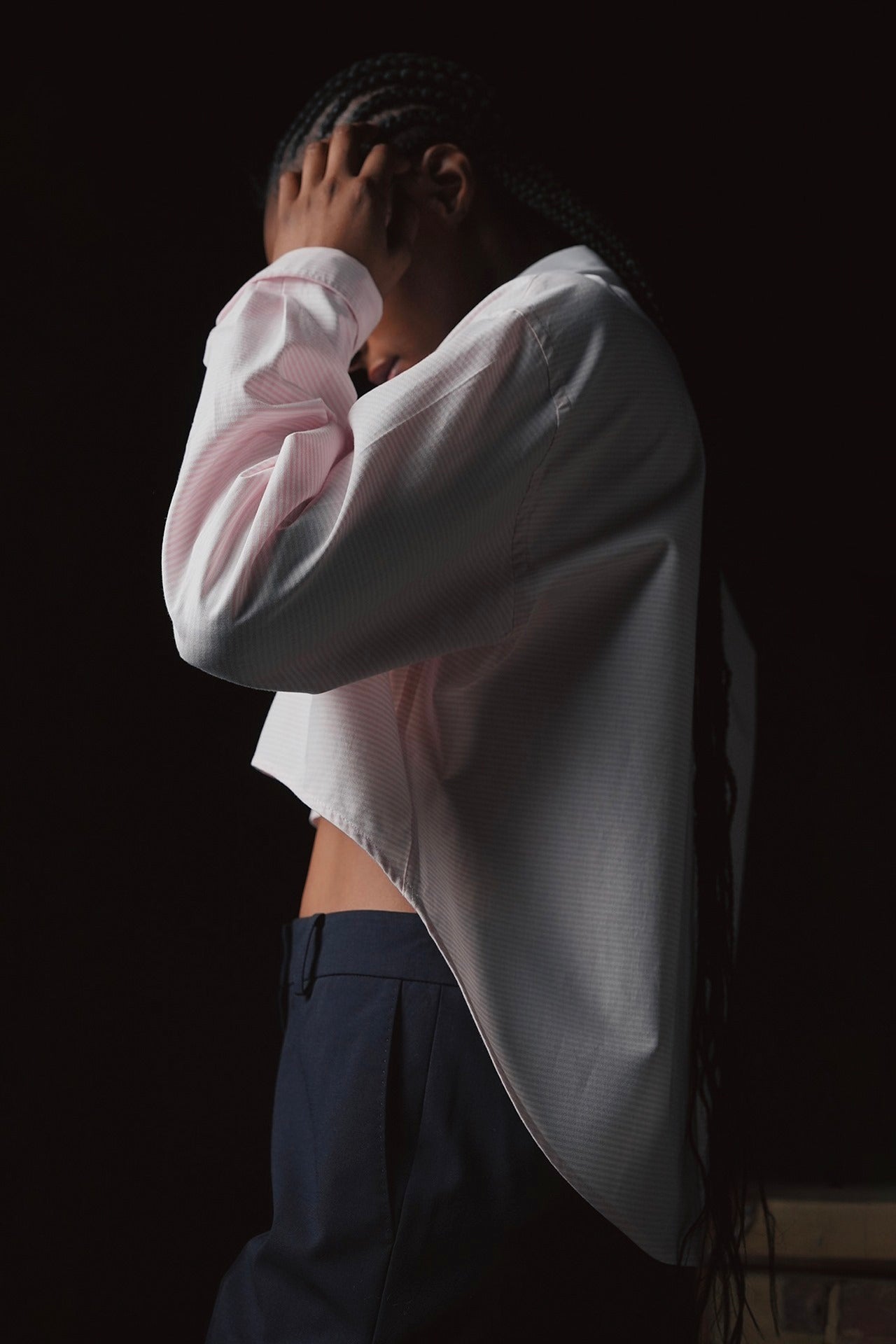 Pap'atelier striped pink and white cropped cotton shirt
