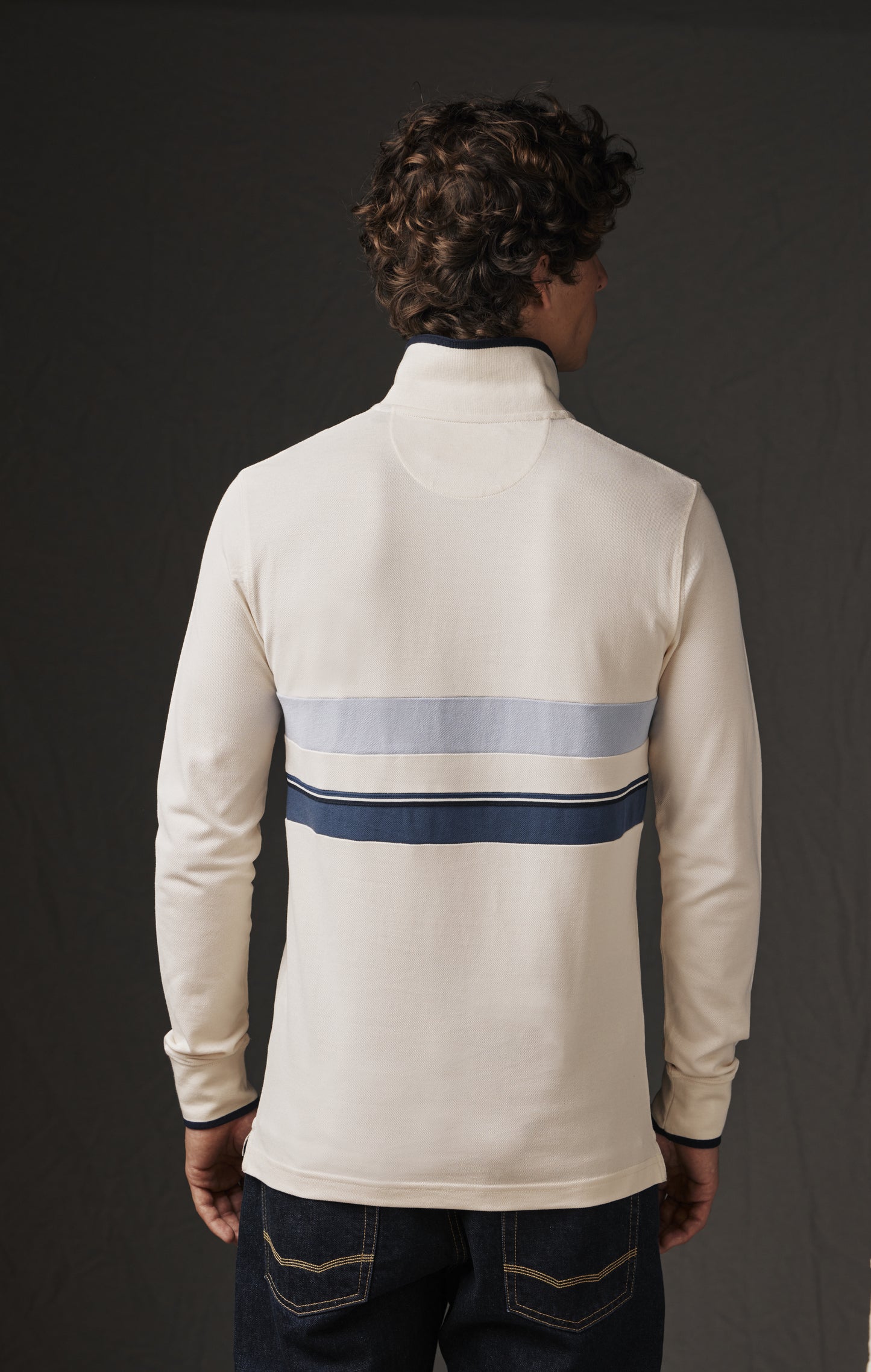Maillot en jersey de coton blanc upcyclé à rayures patchwork Pap'Atelier