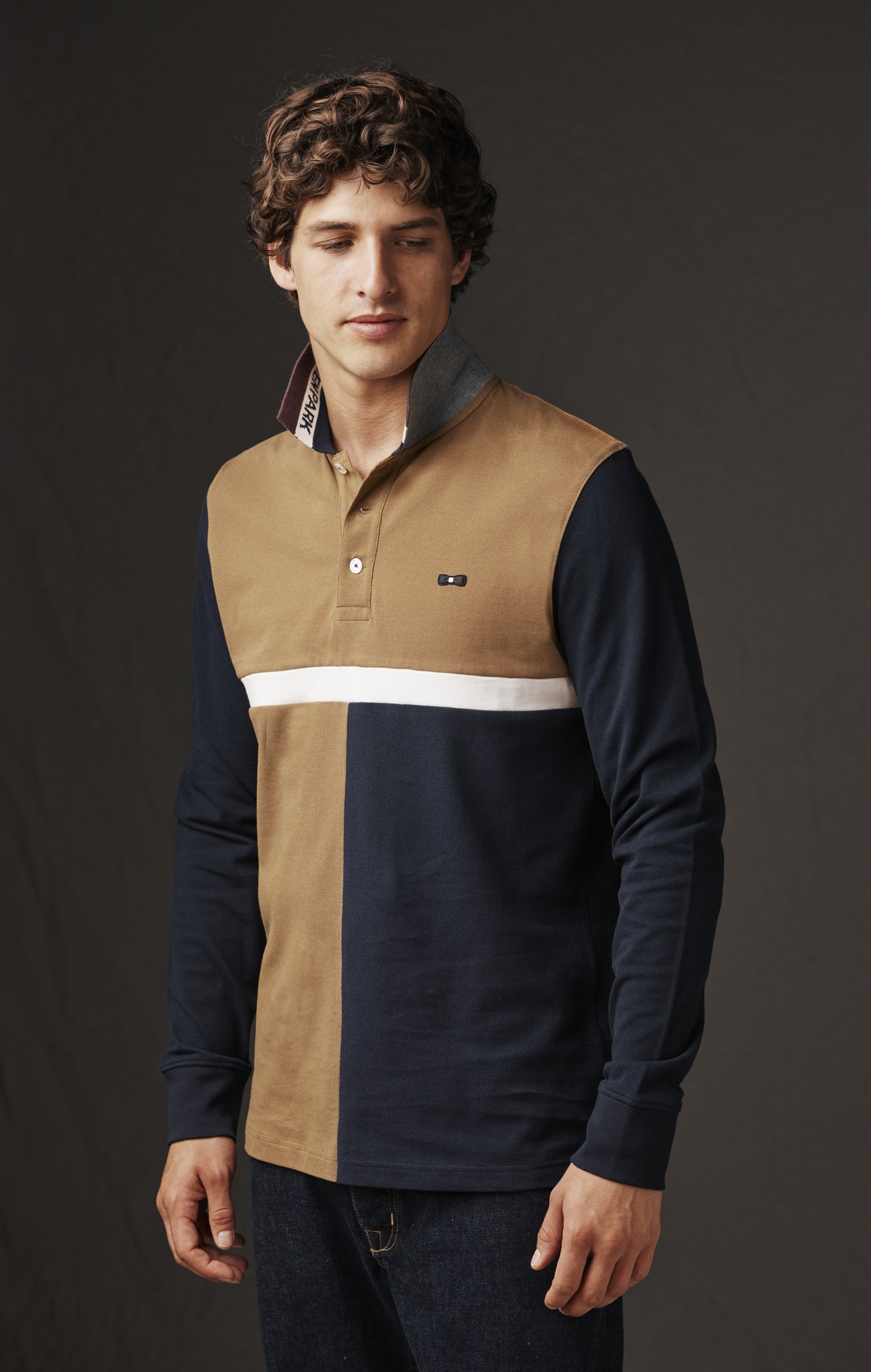 Maillot à manches longues en jersey camel upcyclé Pap'Atelier