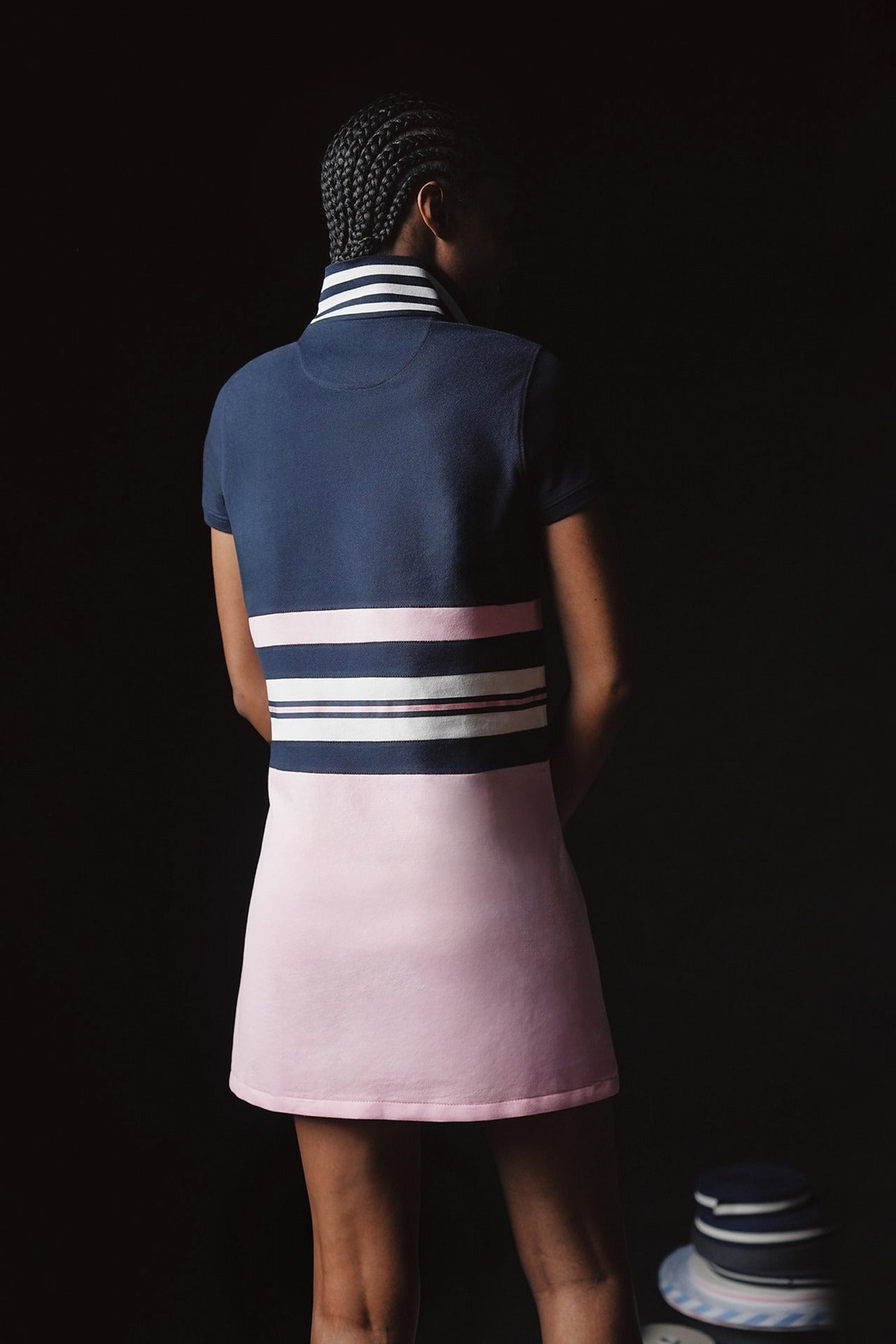 Robe marine Pap atelier en coton stretch a galons rayes Eden Park
