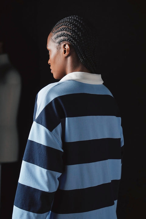 Robe-manteau cerclé marine et ciel Pap'atelier à écusson - Image 2