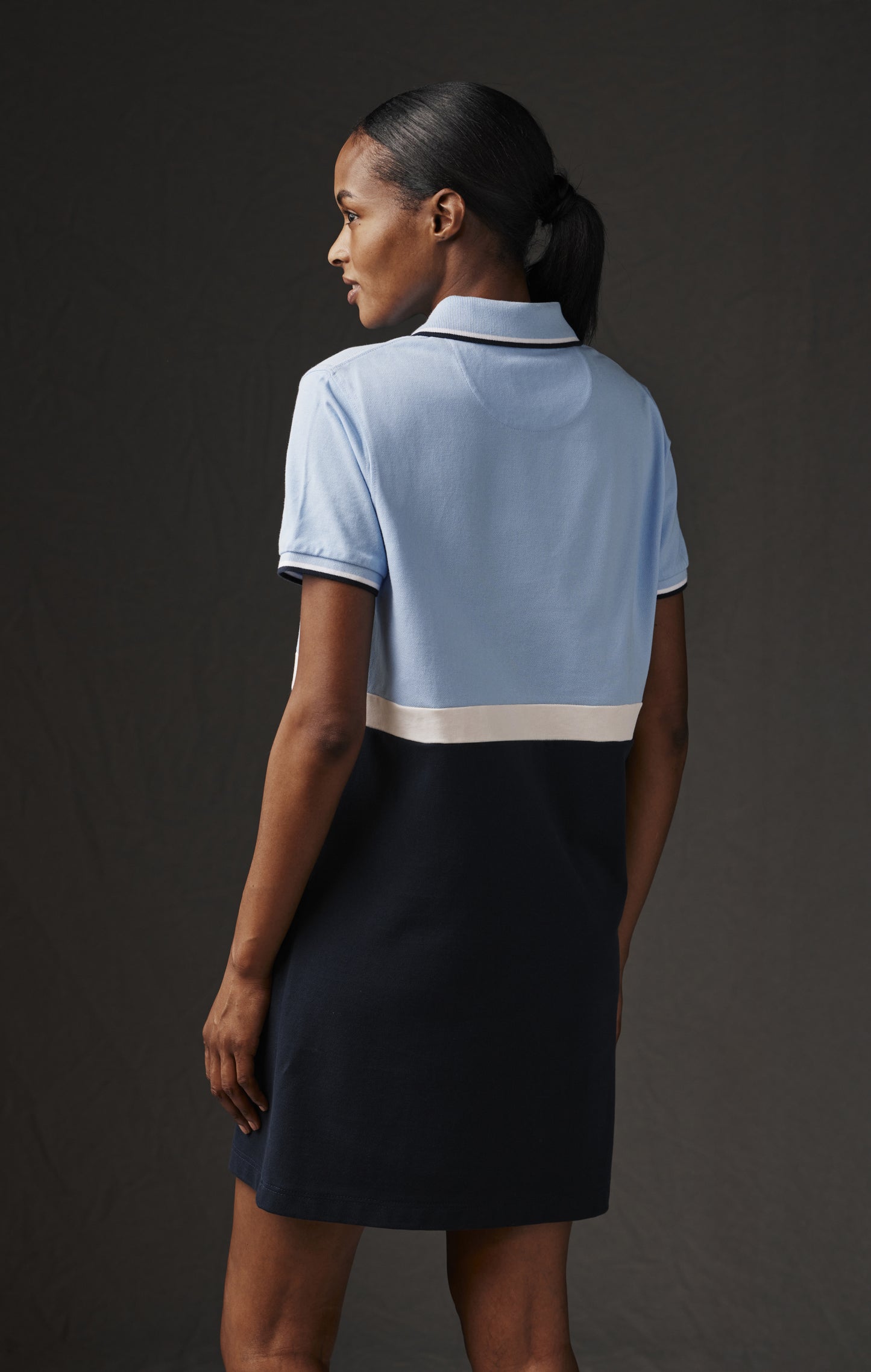 Robe en jersey de coton bicolore bleu et marine Pap'Atelier