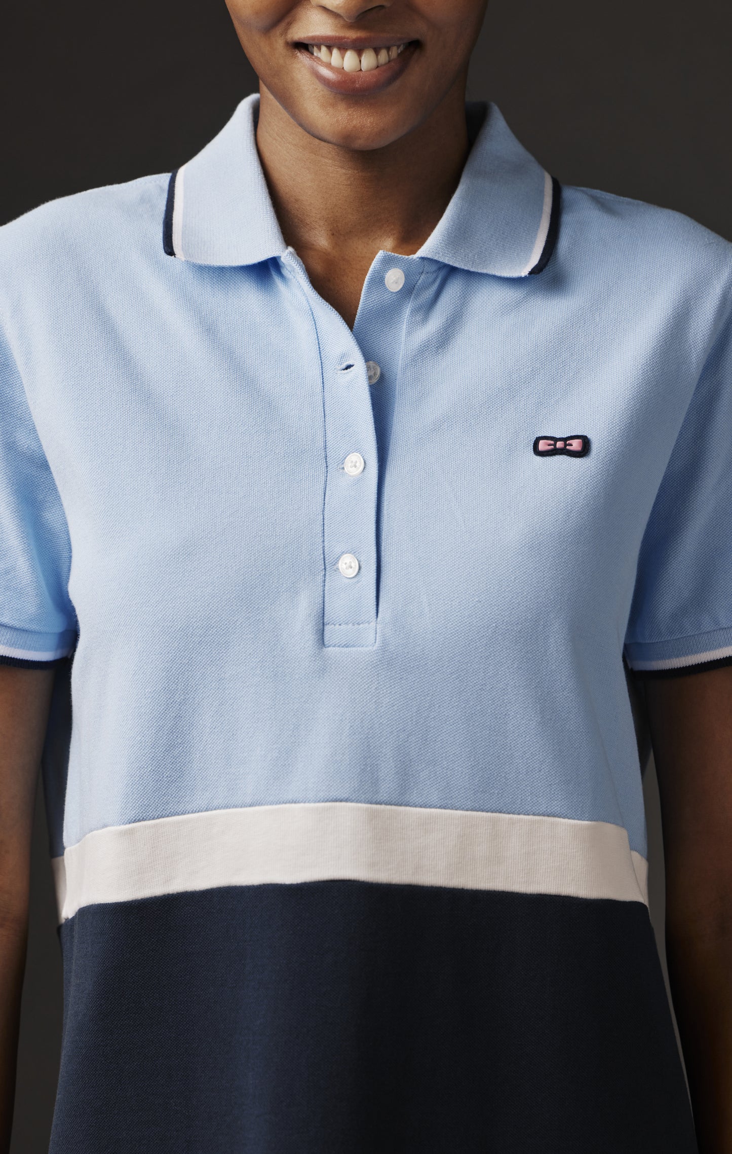Robe en jersey de coton bicolore bleu et marine Pap'Atelier