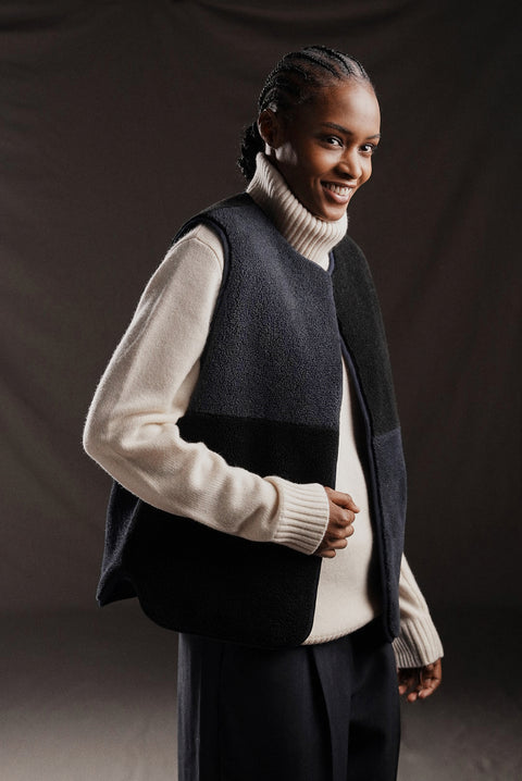 Gilet sans manches coupé-cousu PAP'Atelier réversible - Image 1
