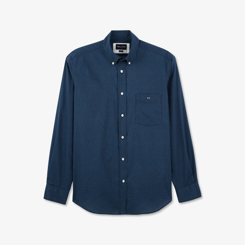 Dark blue shirt with geometric micro motifs - Image 2