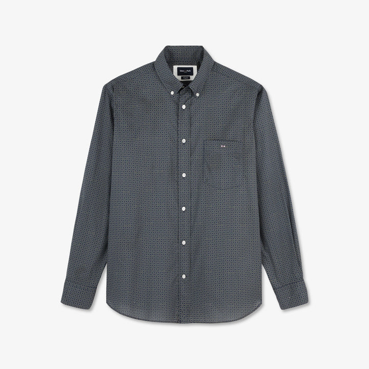 Chemise grise à micro-motif géométrique
