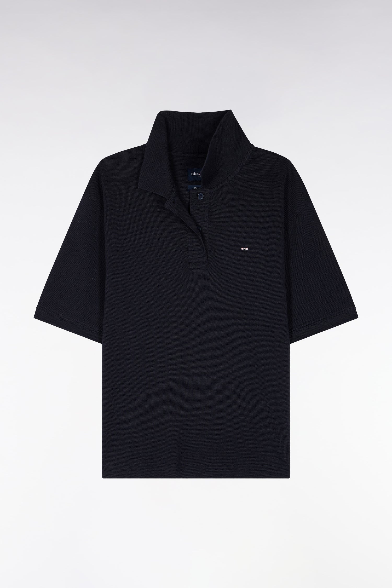 Polo manches courtes en coton marine coupe oversized