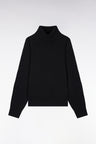 Pull col roulé en laine vierge et cachemire noir
