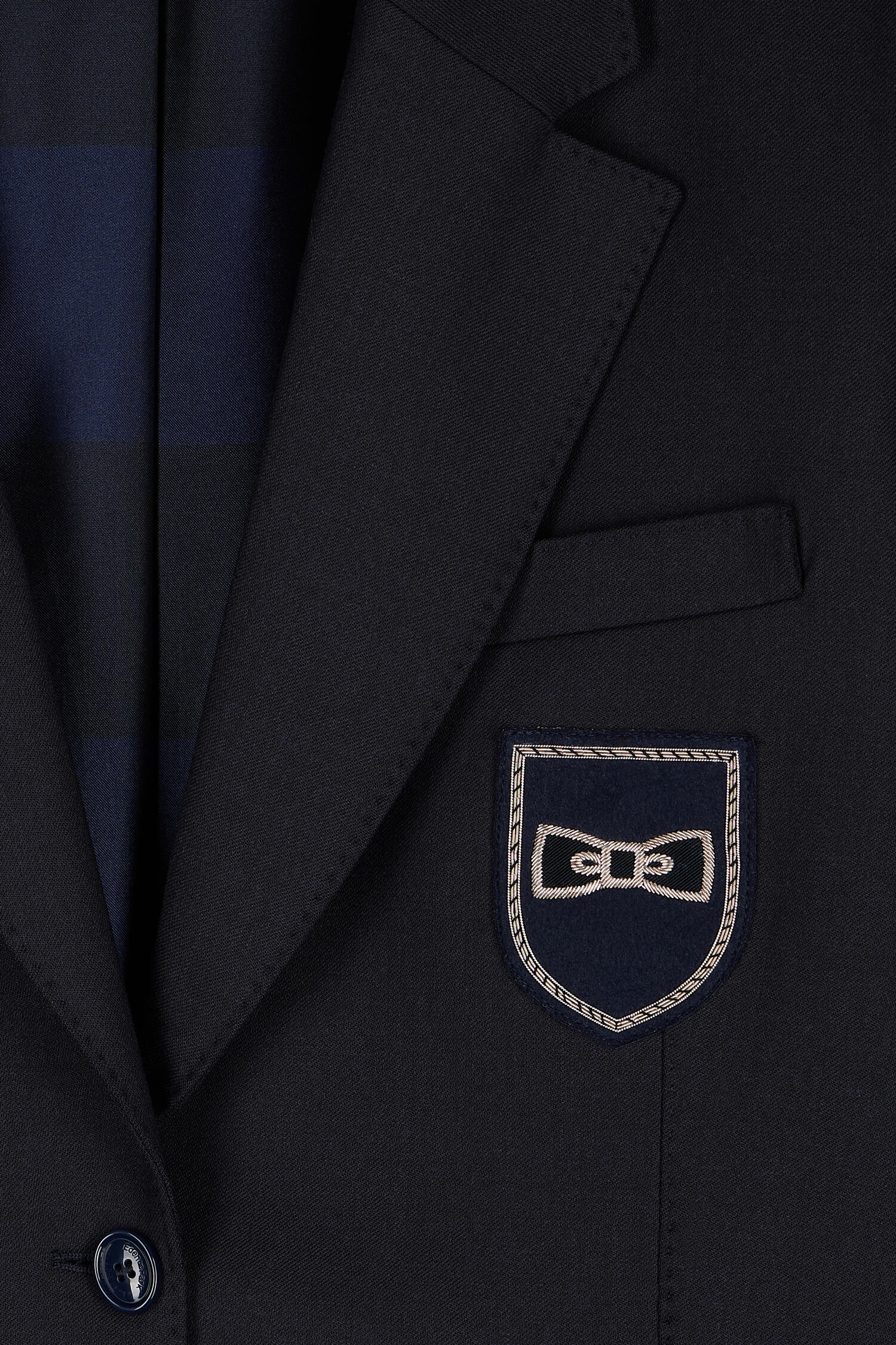 Veste blazer marine coupe oversized badge écusson