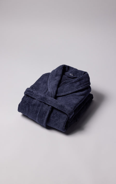 Peignoir en coton éponge marine brodé - Image 1