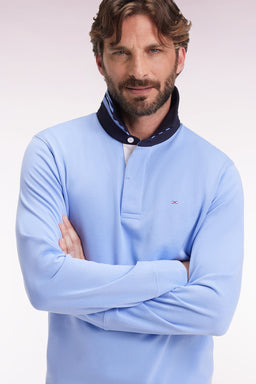 Maillot manches longues en jersey ciel dessous de col rayé - Image 3