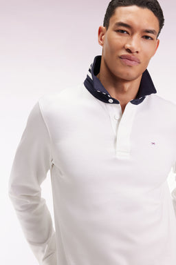 Maillot manches longues en jersey blanc dessous de col rayé - Image 3