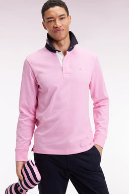 Maillot manches longues en jersey rose dessous de col rayé - Image 3