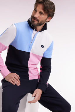 Maillot à manches longues en jersey coton épais colorblock coupe droite - Image 3