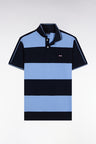 Polo cerclé en piqué coton à manches courtes en coton bleu