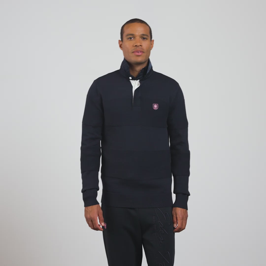 Pull bleu marine jeu de maille