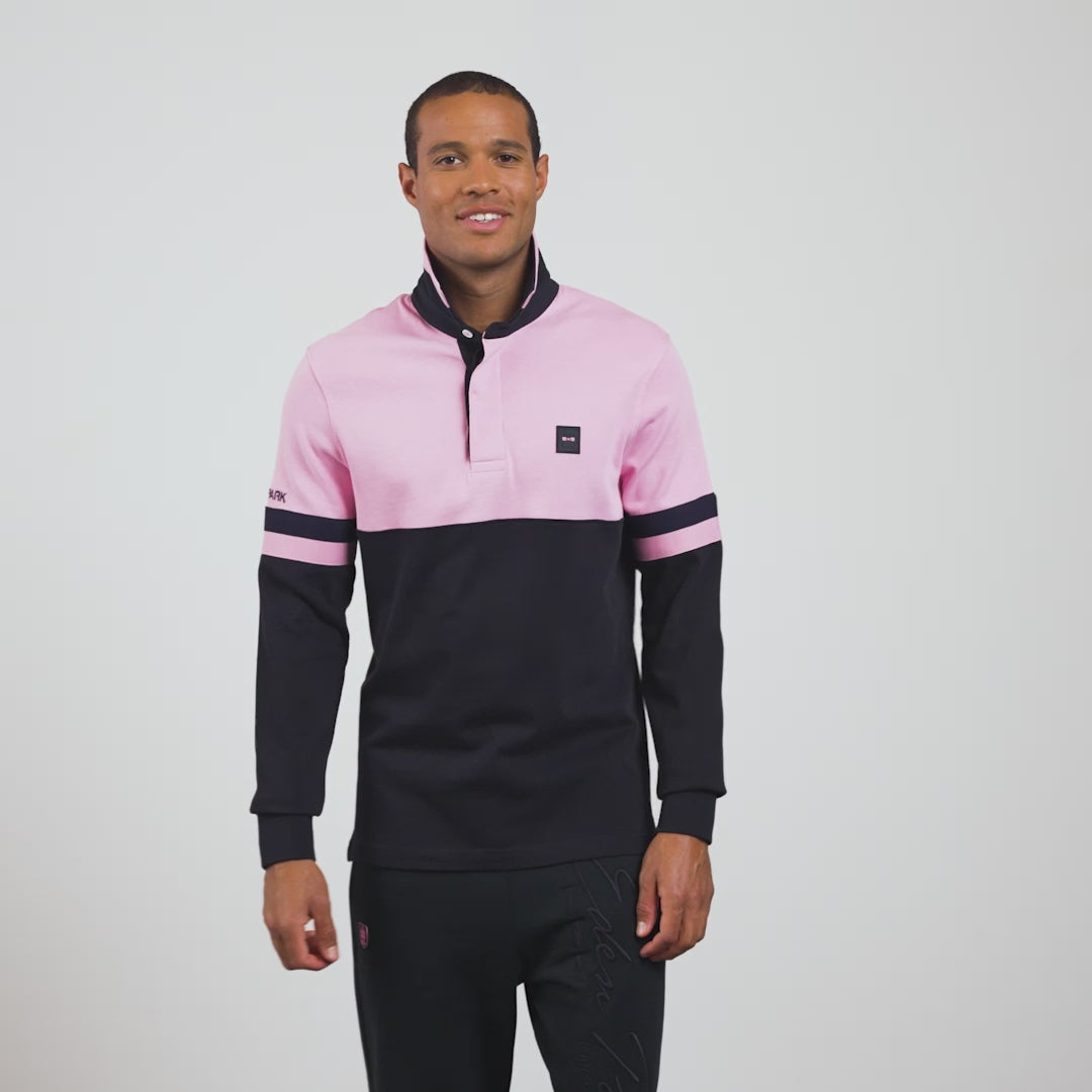 Maillot bleu foncé colorblock manches longues