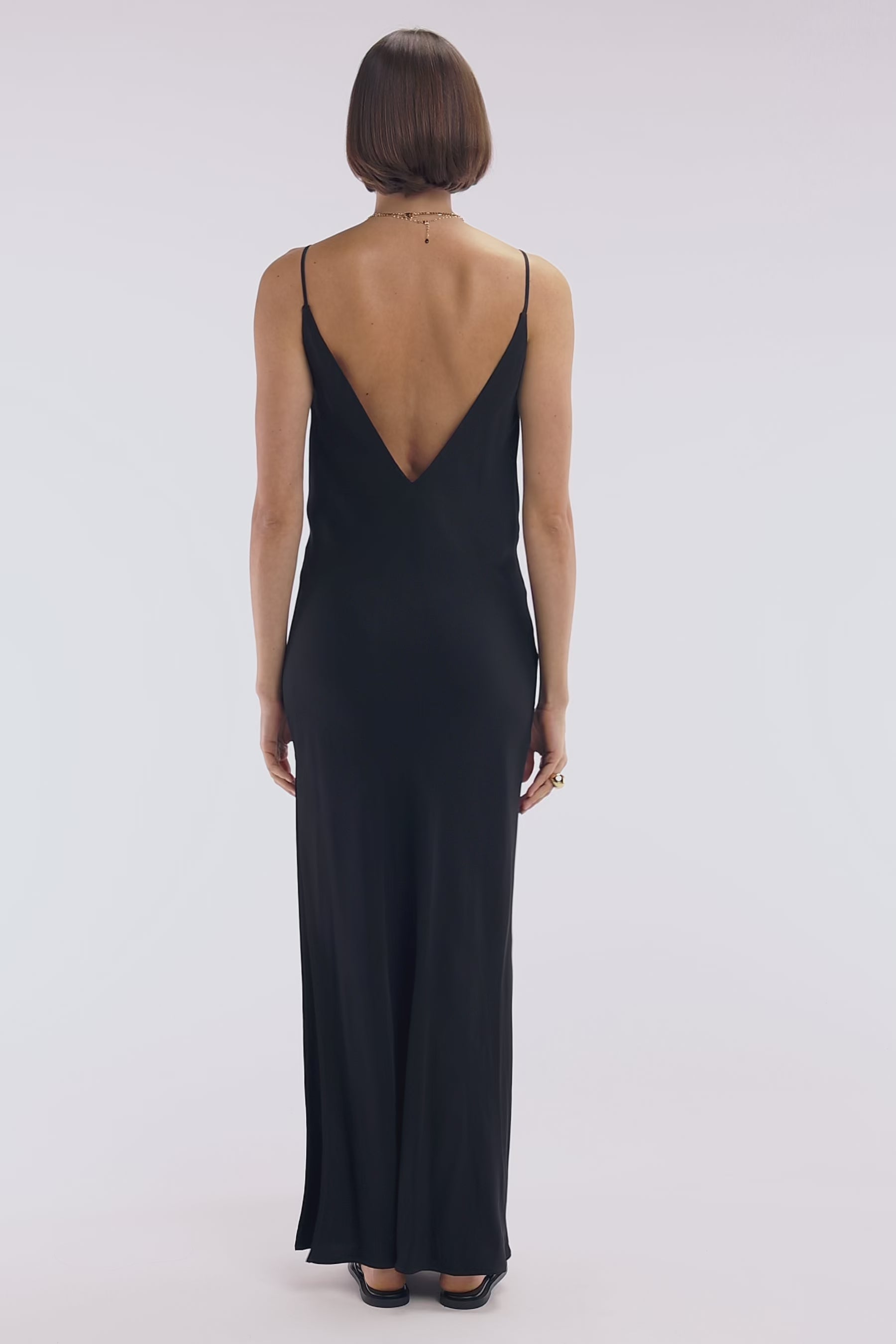 Slip dress en viscose noire coupe droite