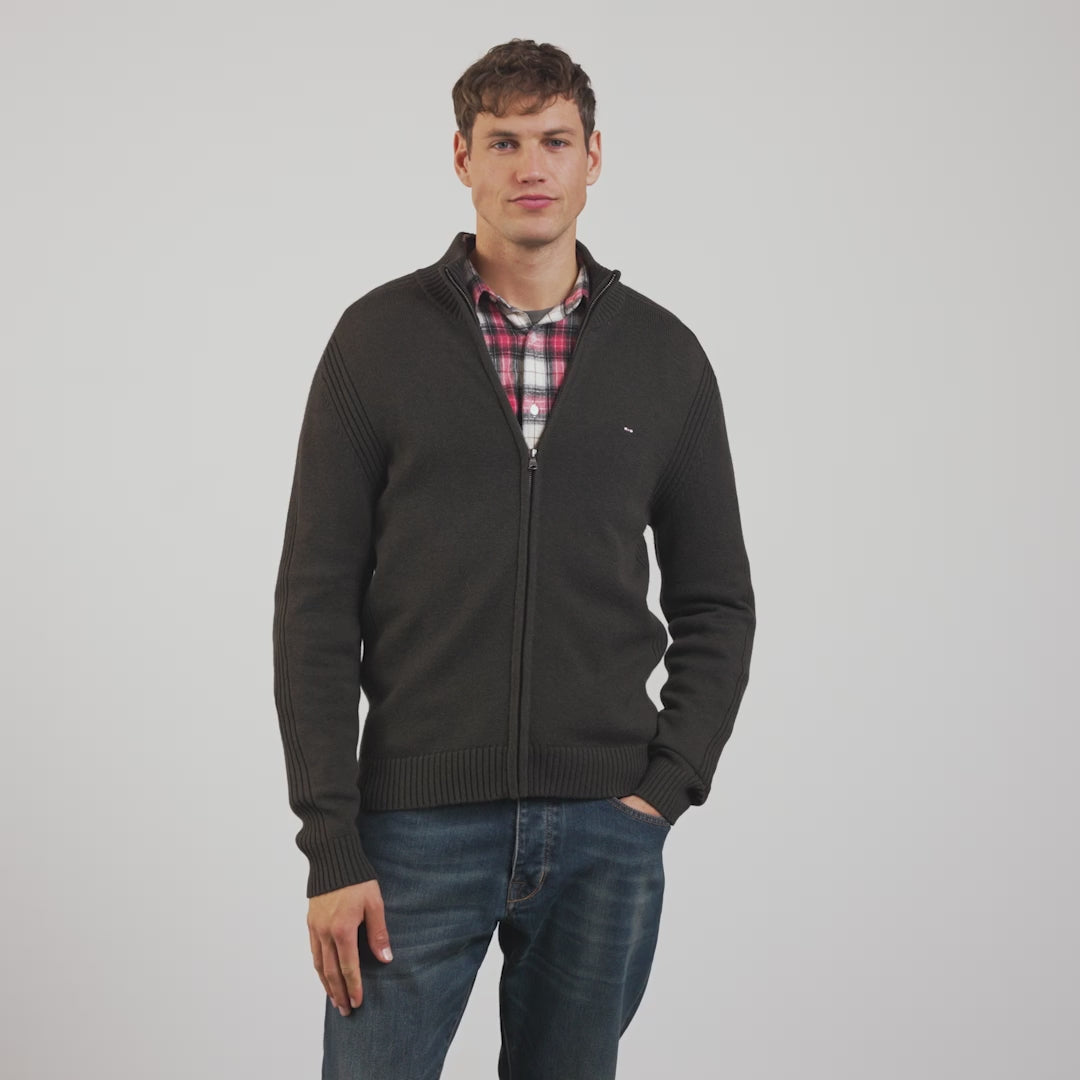 Cardigan kaki zippé uni