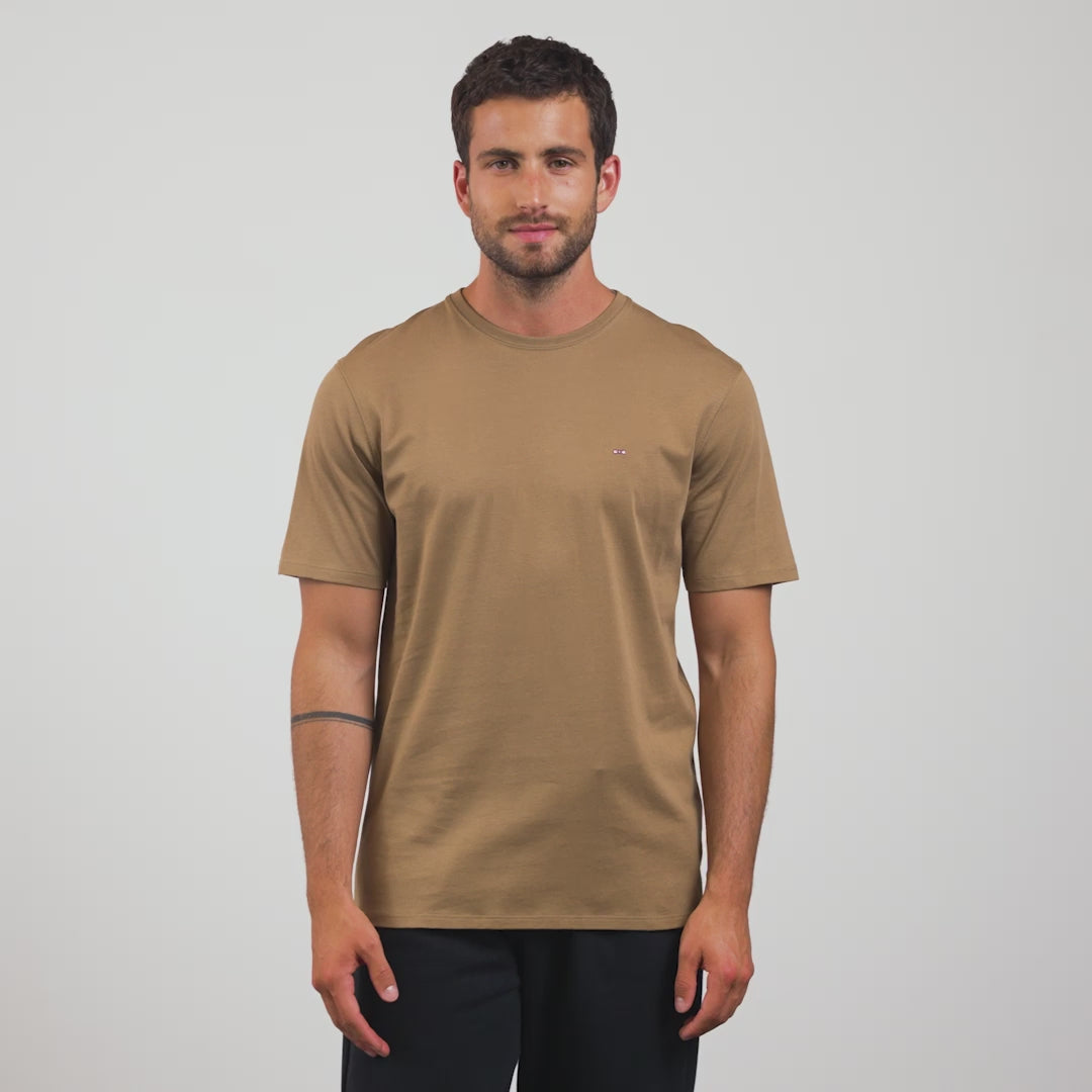 T-shirt beige foncé manches courtes en coton Pima