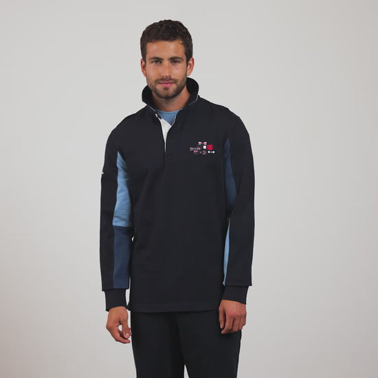 Maillot bleu marine colorblock manches longues