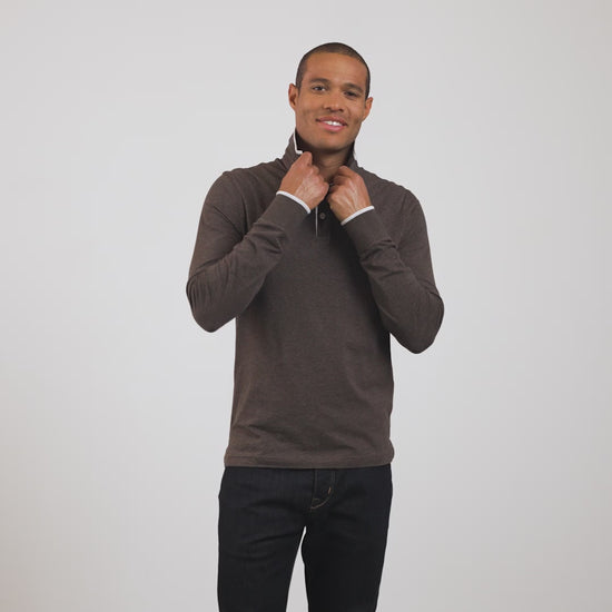Polo marron manches longues