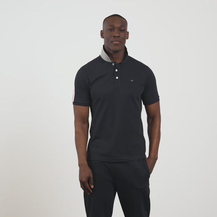 Polo à manches courtes en coton piqué bleu marine