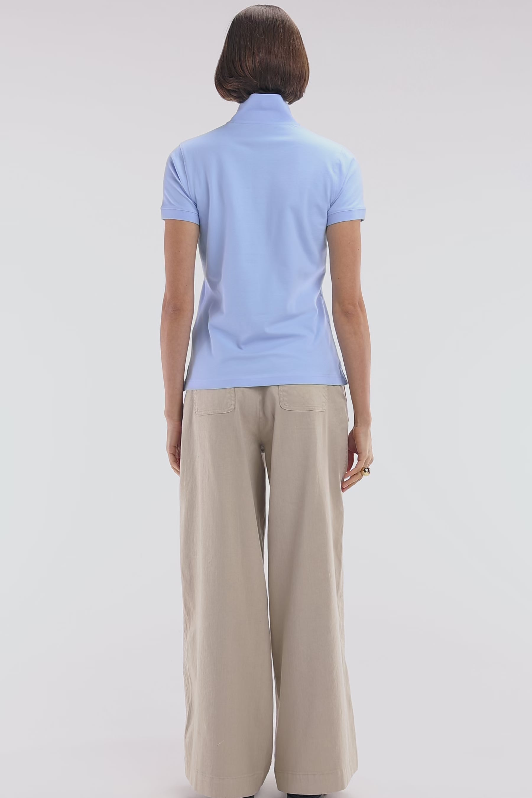 Polo à manches courtes en piqué de coton stretch ciel coupe ajustée