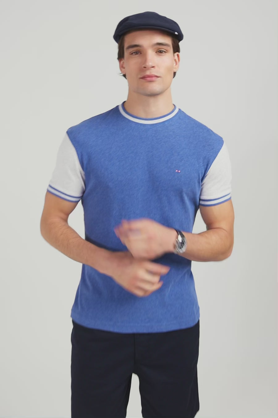 T-shirt manches courtes bleu colorblock