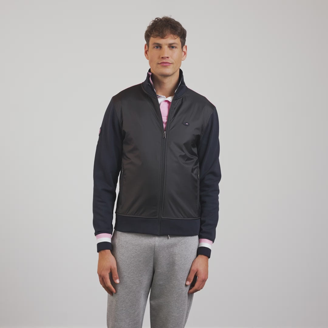 Sweat bleu marine zippé à col montant