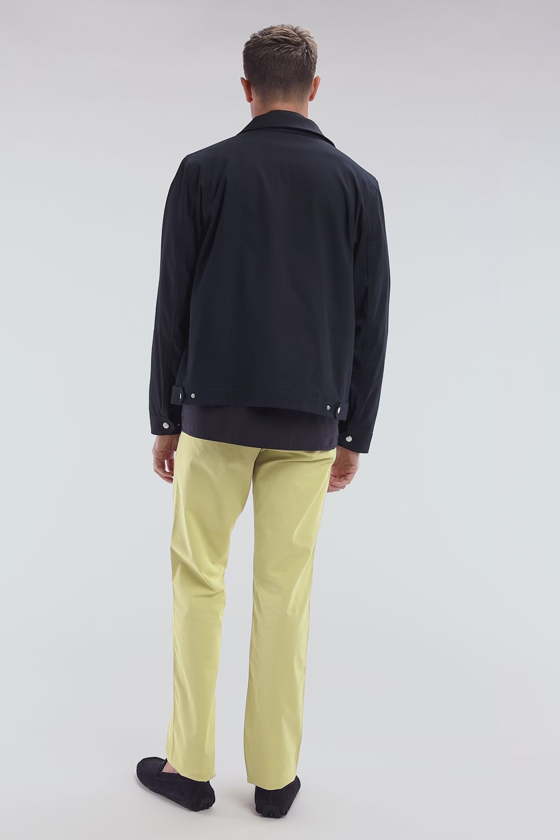 Chemise unisexe en coton et lyocell stretch marine coupe droite