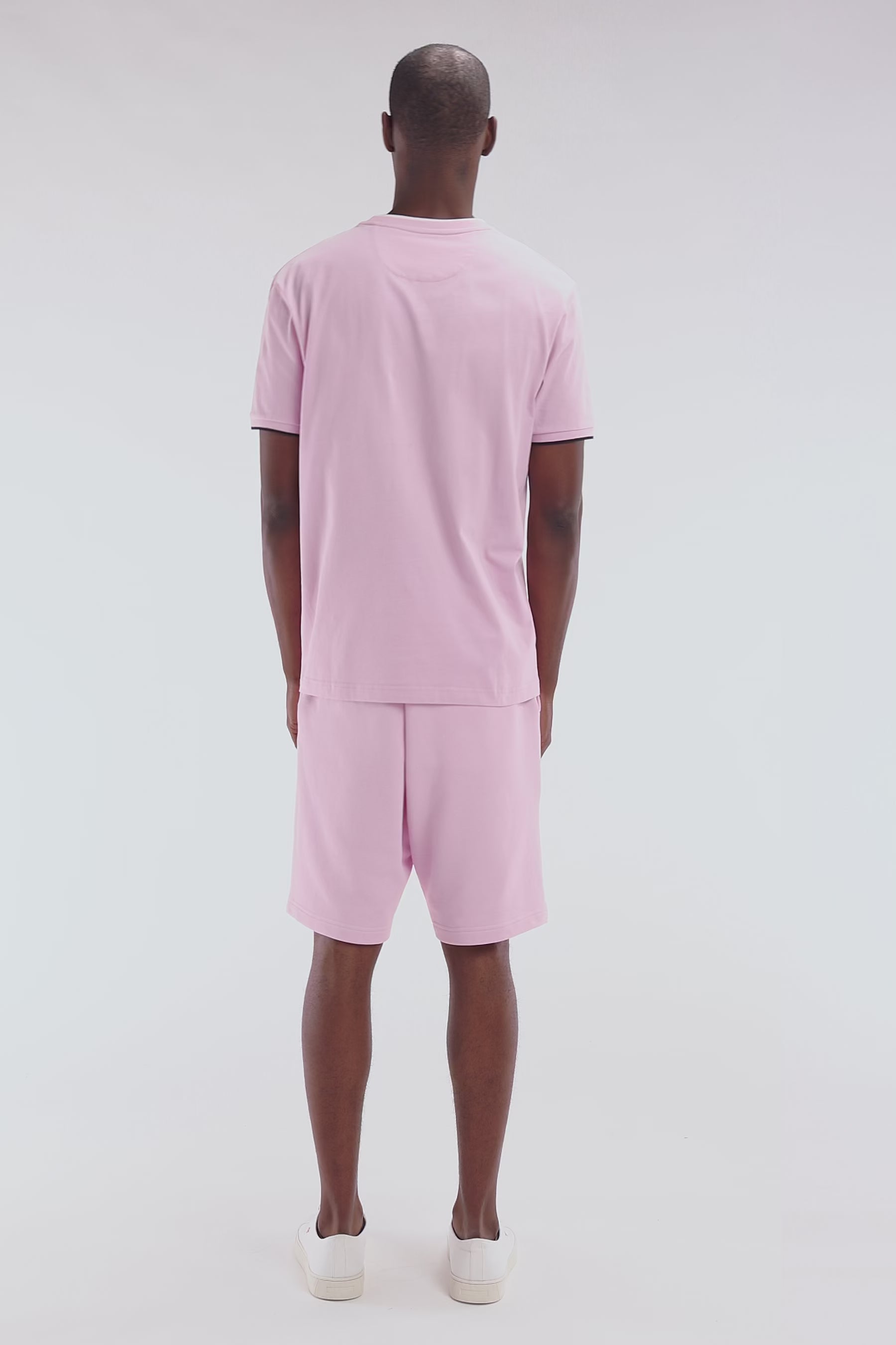 T-shirt en coton rose broderie nœud papillon coupe décontractée