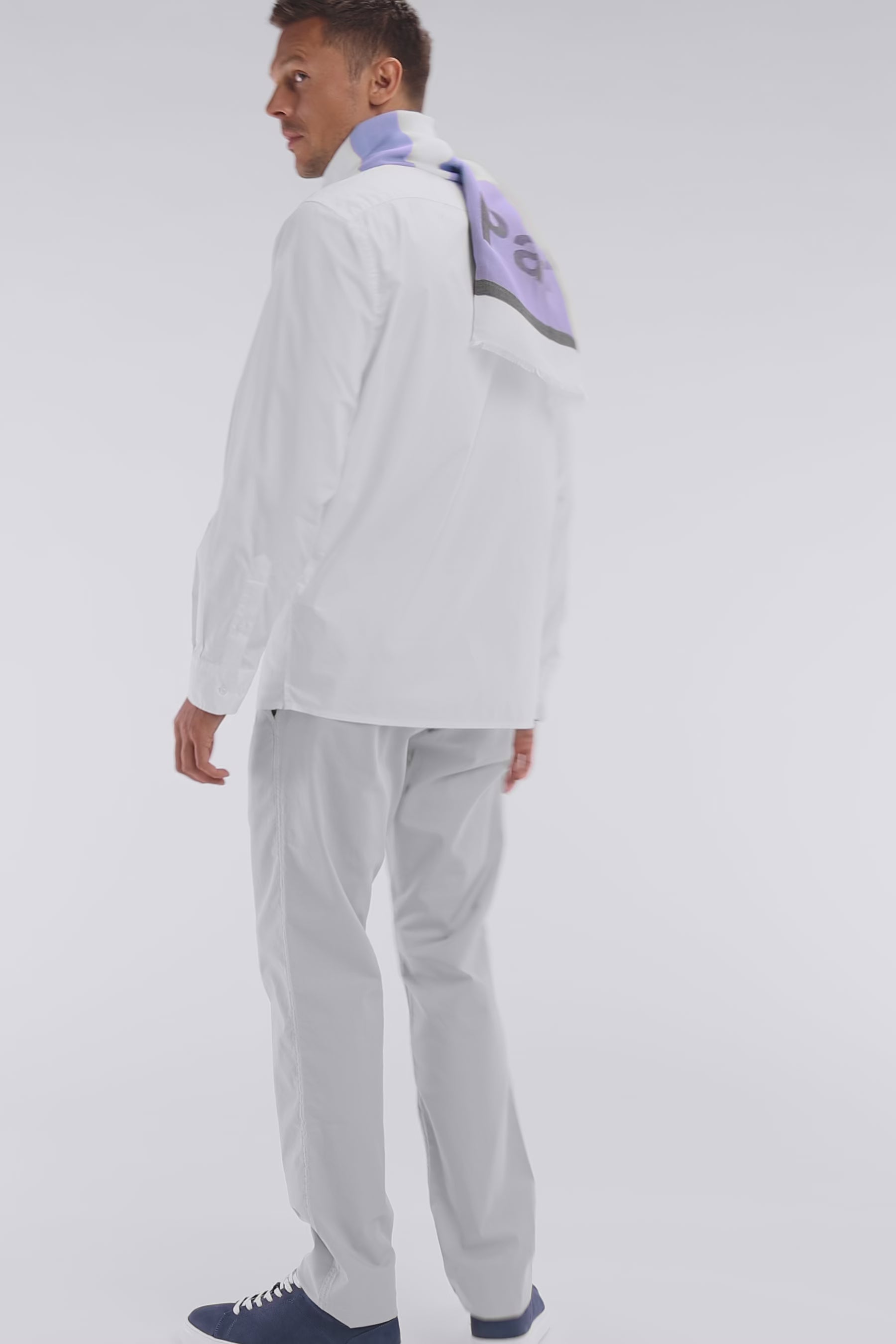 Chemise unisexe en coton et lyocell stretch blanc coupe droite