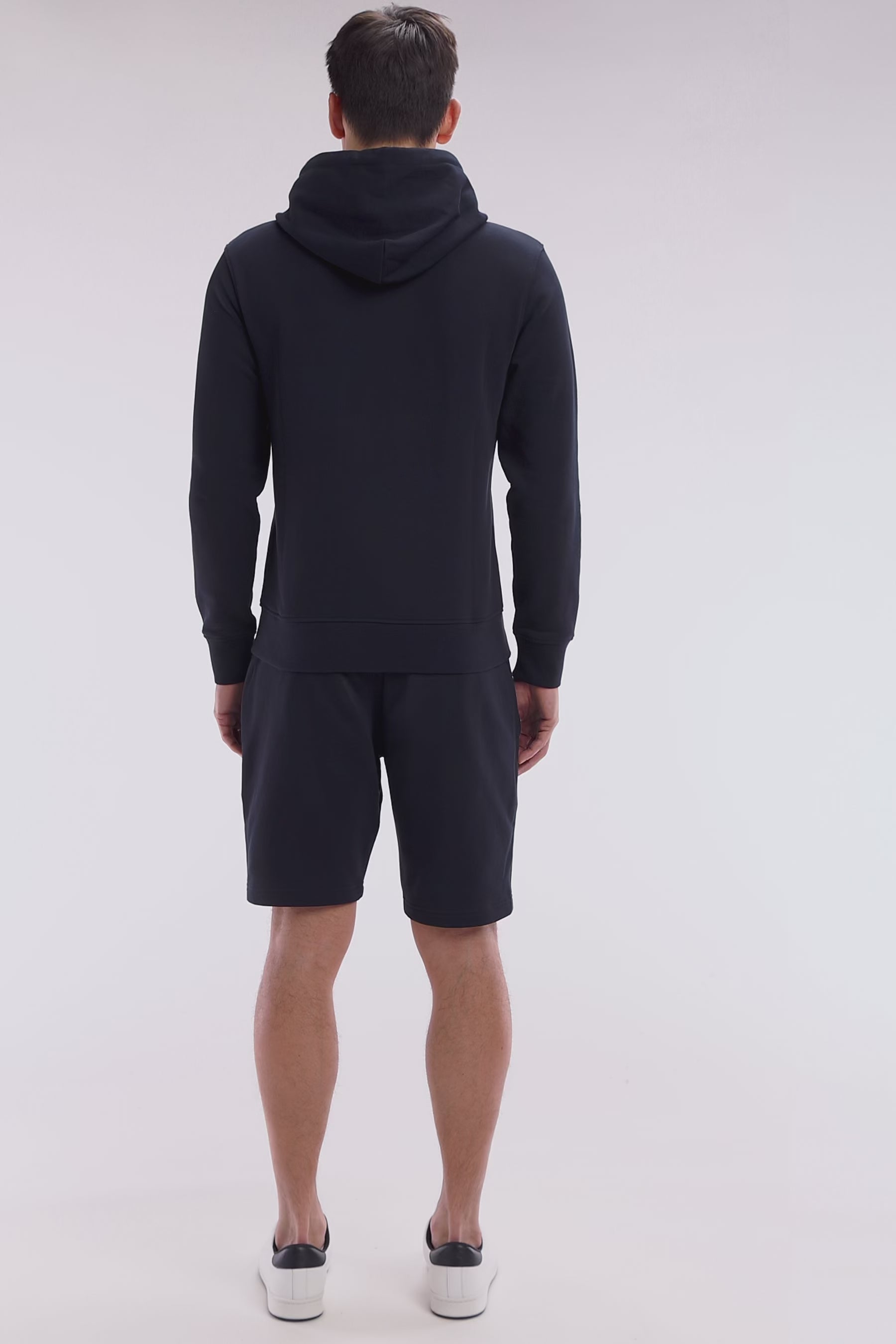 Sweatshirt zippé en molleton coton marine coupe droite