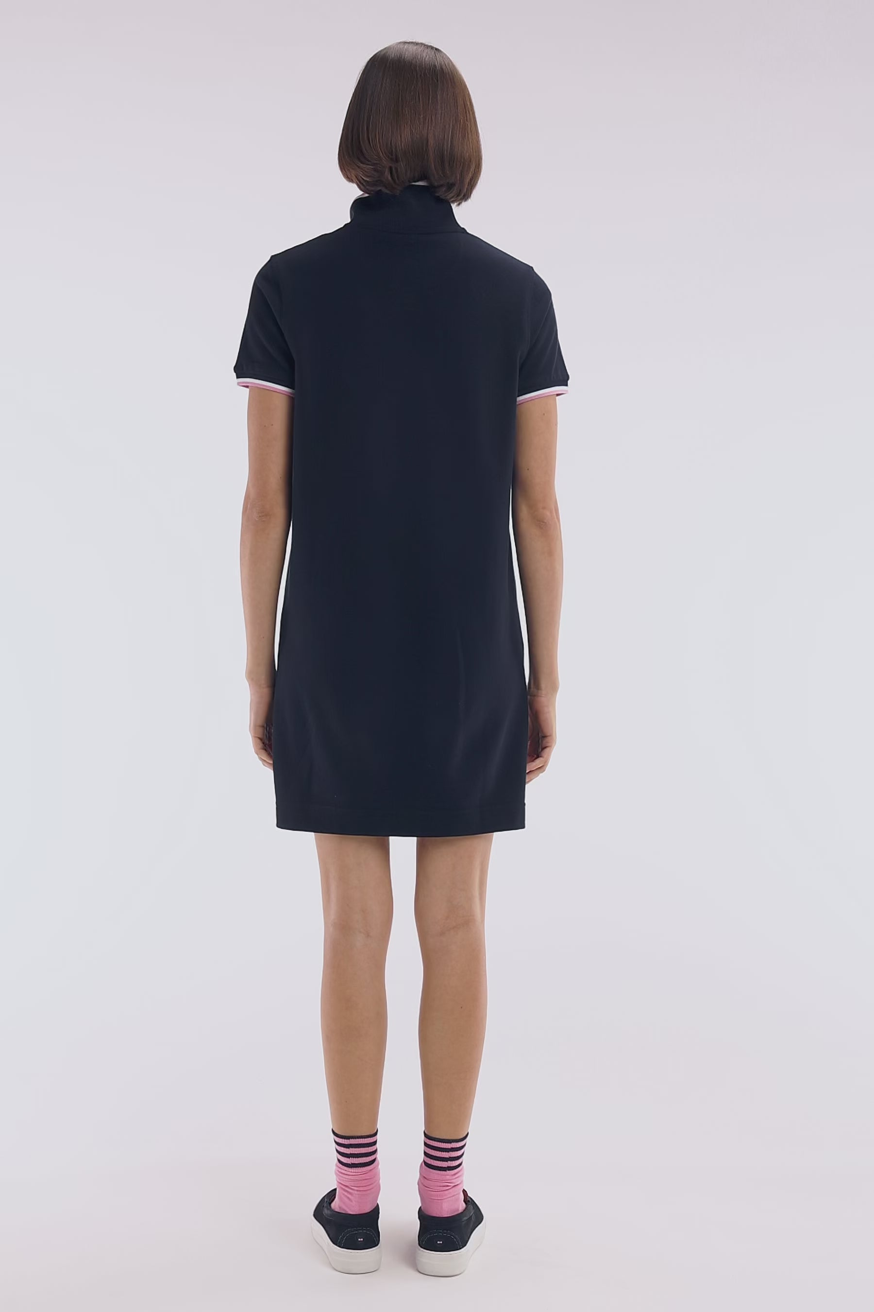 Robe maillot en coton marine à détails tricolores