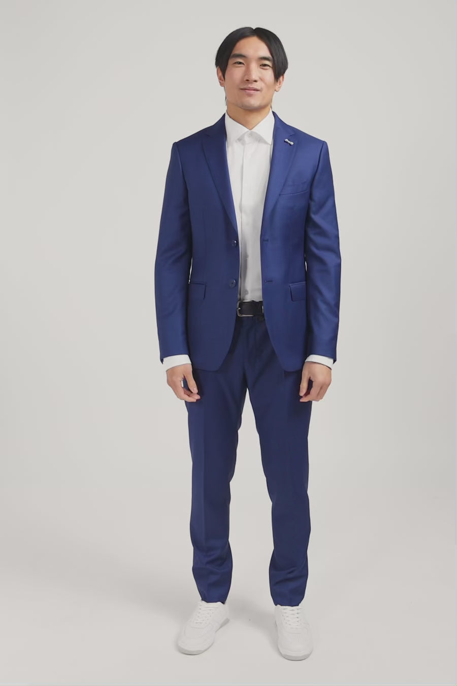 Costume slim en laine bleu Eden Park
