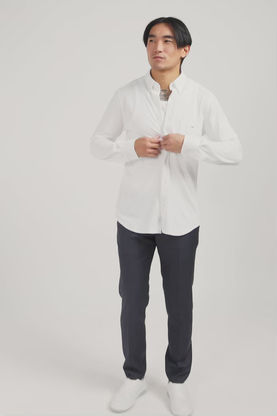 Chemise en coton pinpoint blanc