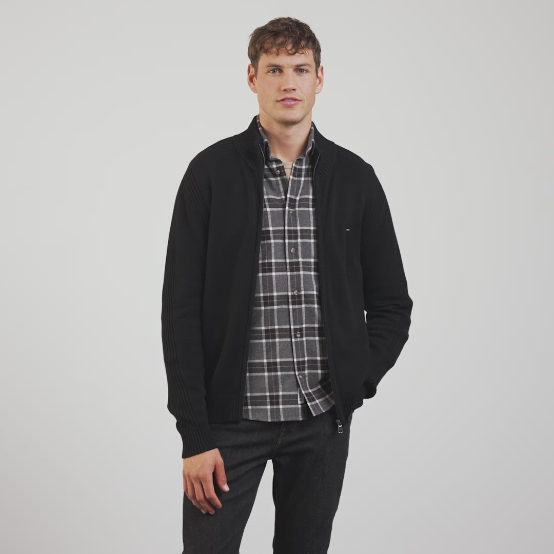 Cardigan noir zippé uni