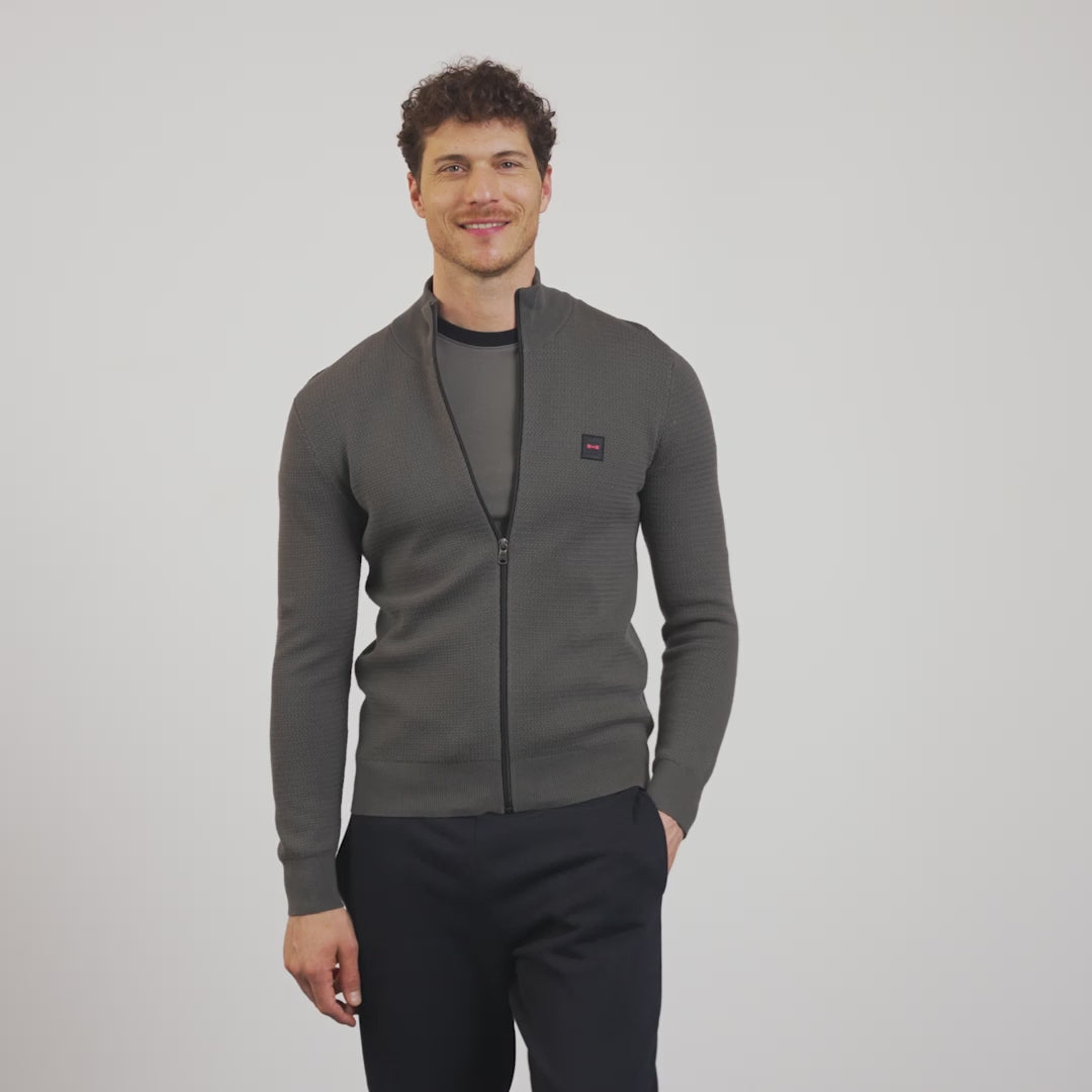 Cardigan kaki zippé