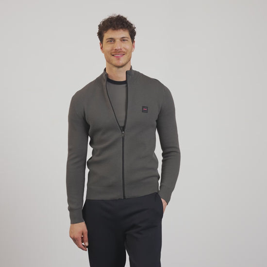 Cardigan kaki zippé