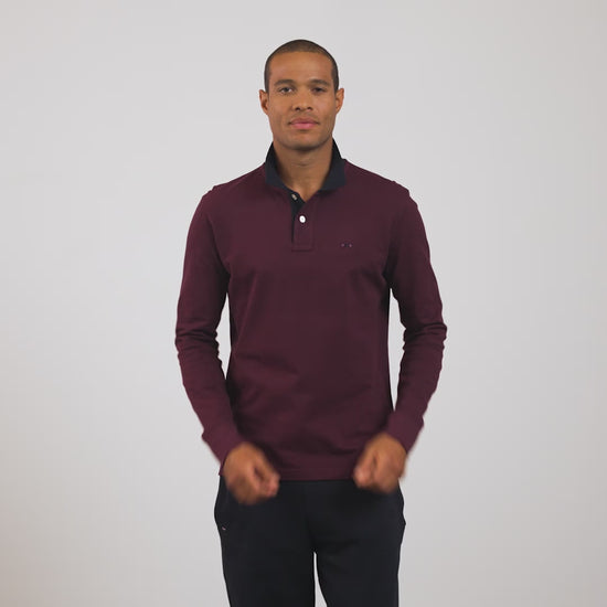 Polo manches longues rouge bordeaux Rugby Wear