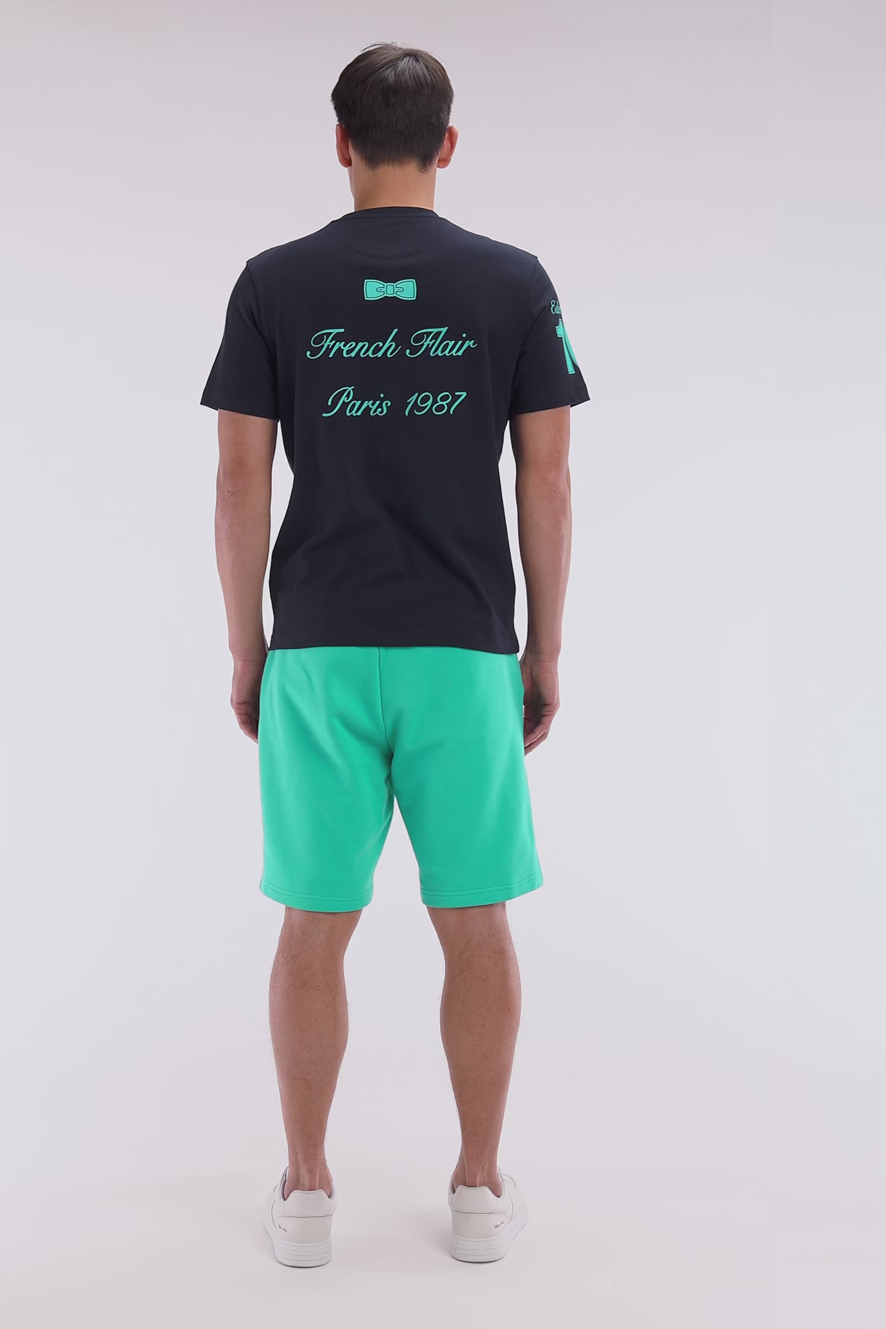 Short en molleton coton vert coupe décontractée