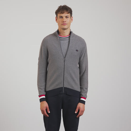 Cardigan gris avec dos tricolore