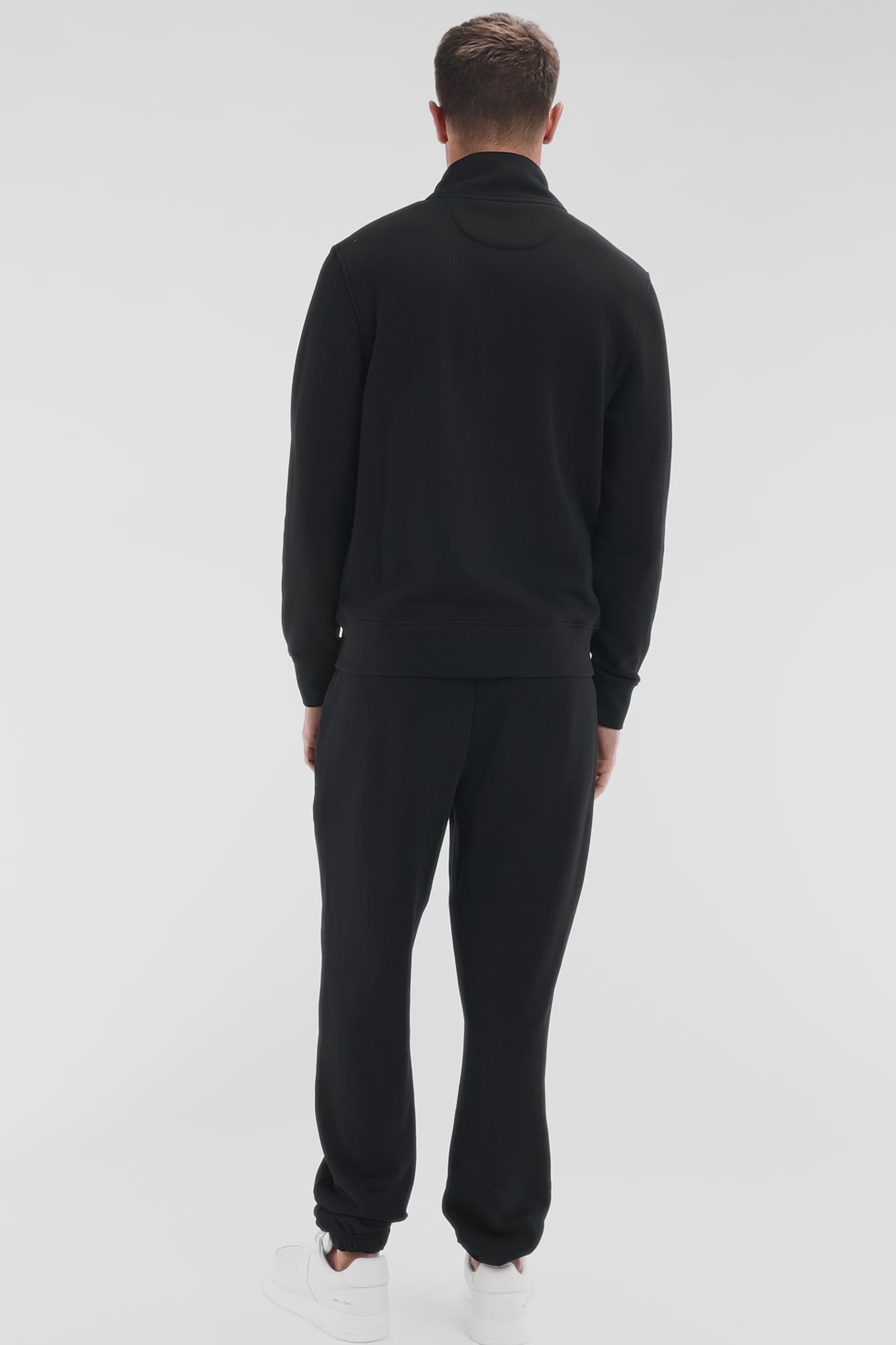 Jogging en molleton coton noir coupe droite
