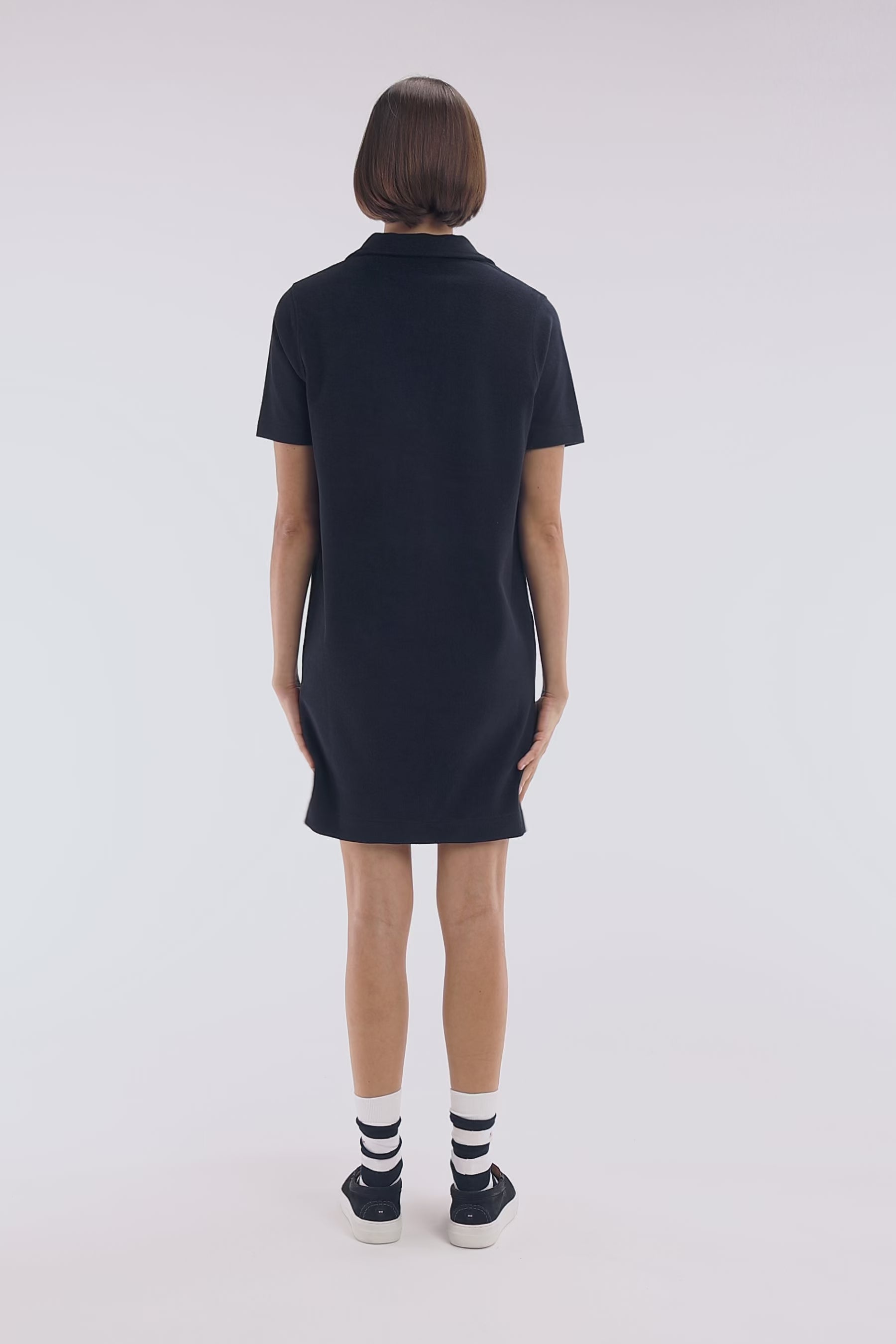 Robe maillot cerclée en coton ciel et blanc coupe décontractée