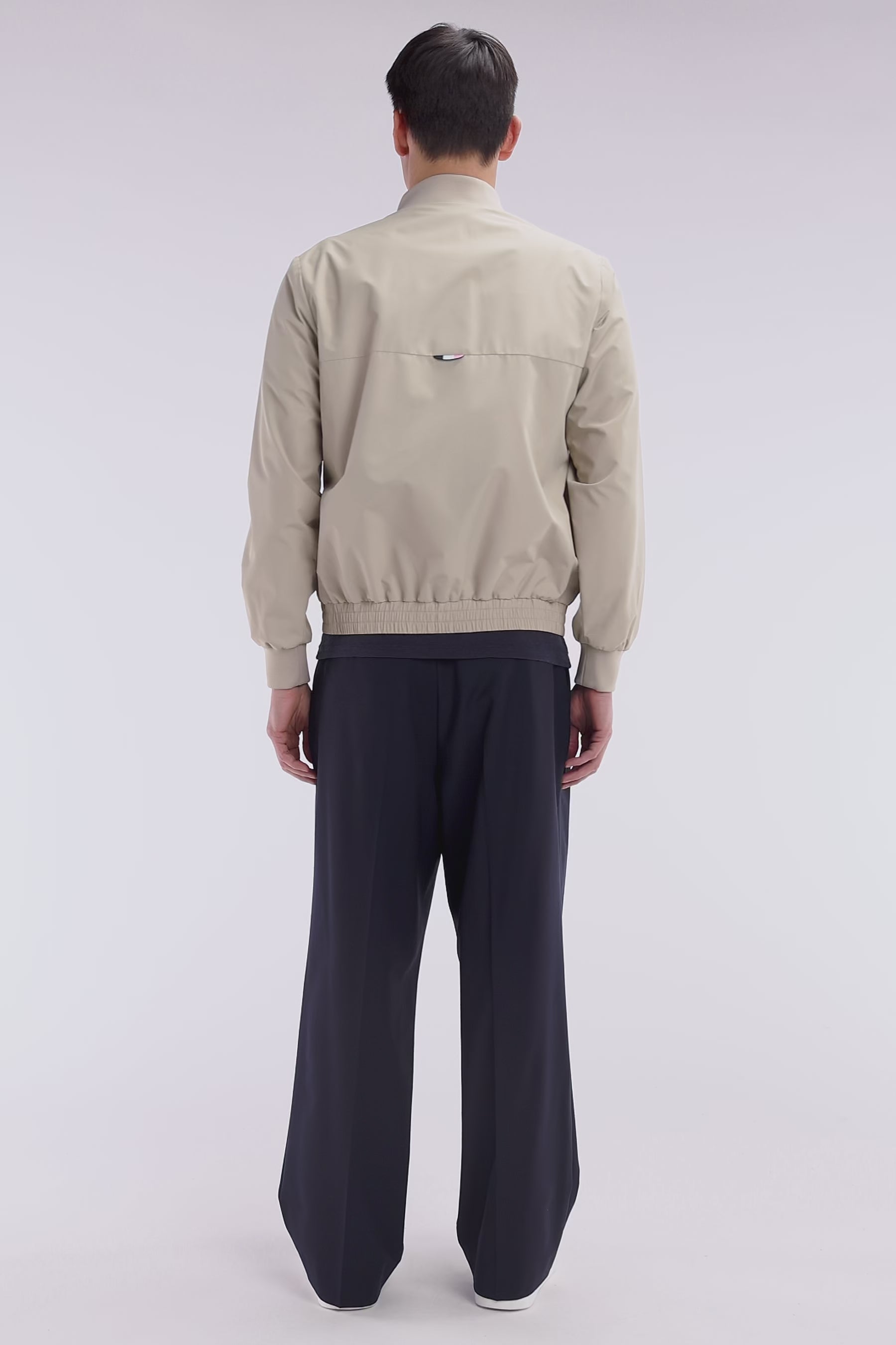 Blouson zippé en nylon Soft Touch à col Teddy beige