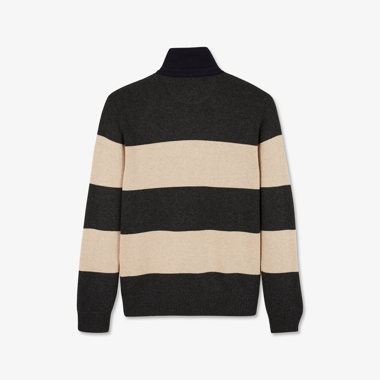 Beige striped polo-neck jumper
