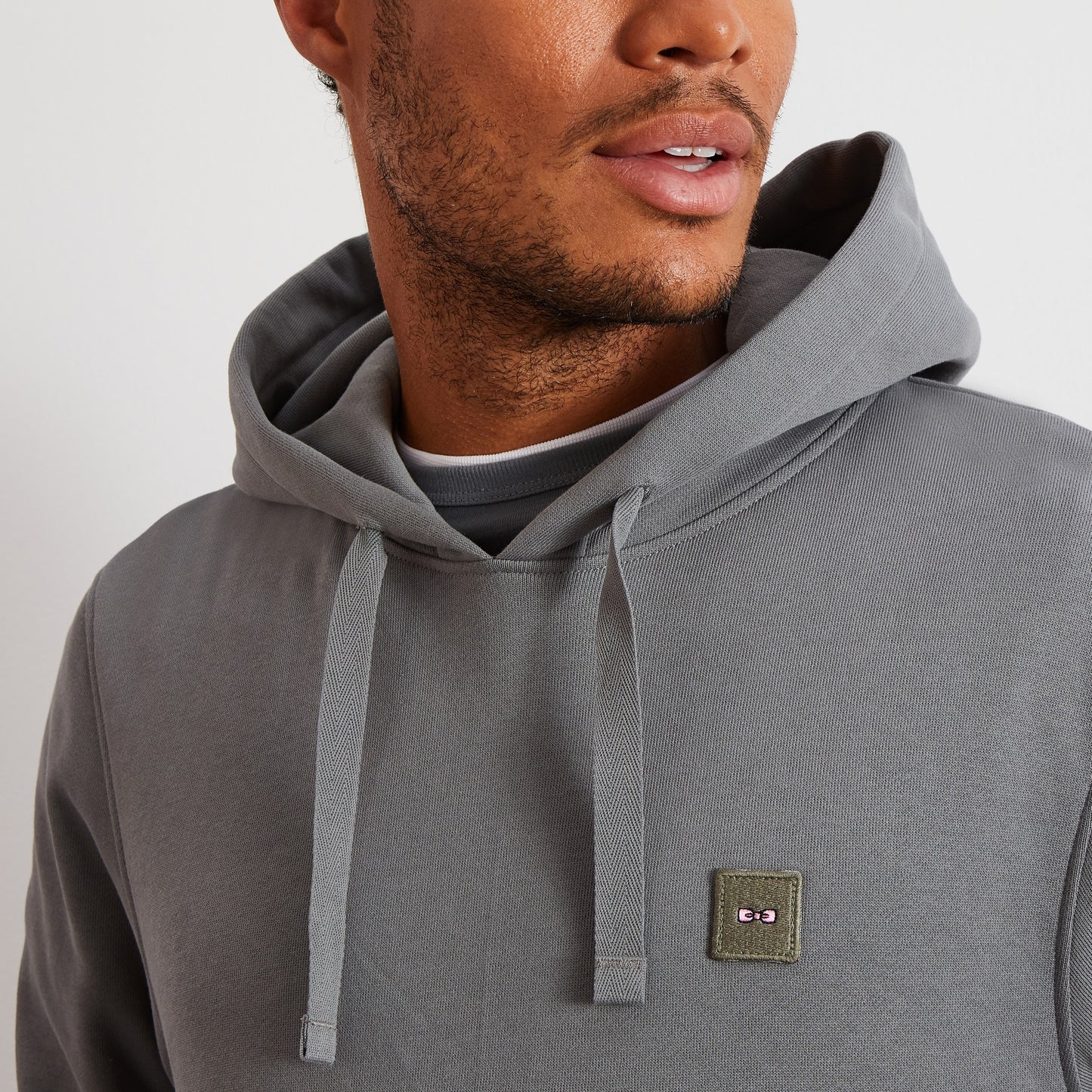 Hooded sweatshirt in khaki fleece