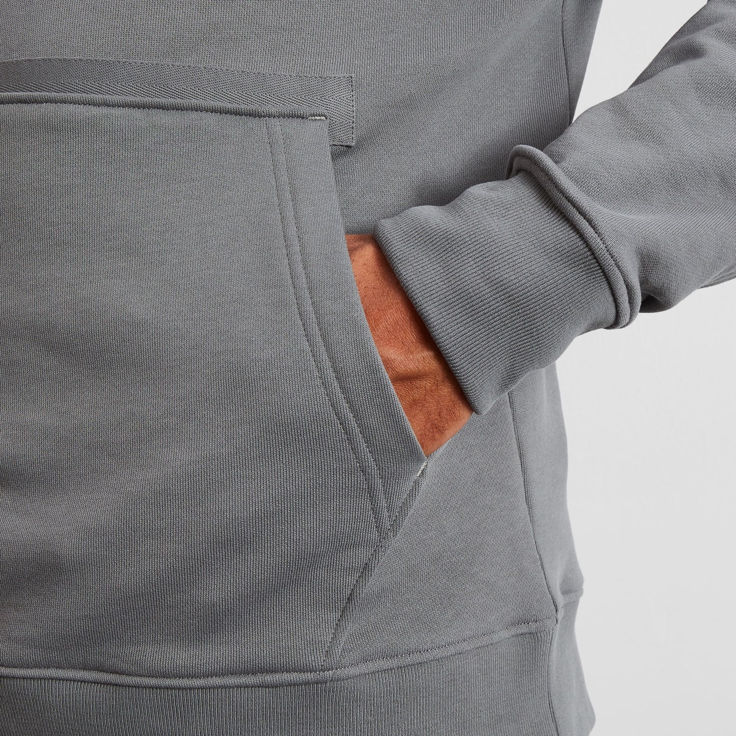 Hooded sweatshirt in khaki fleece