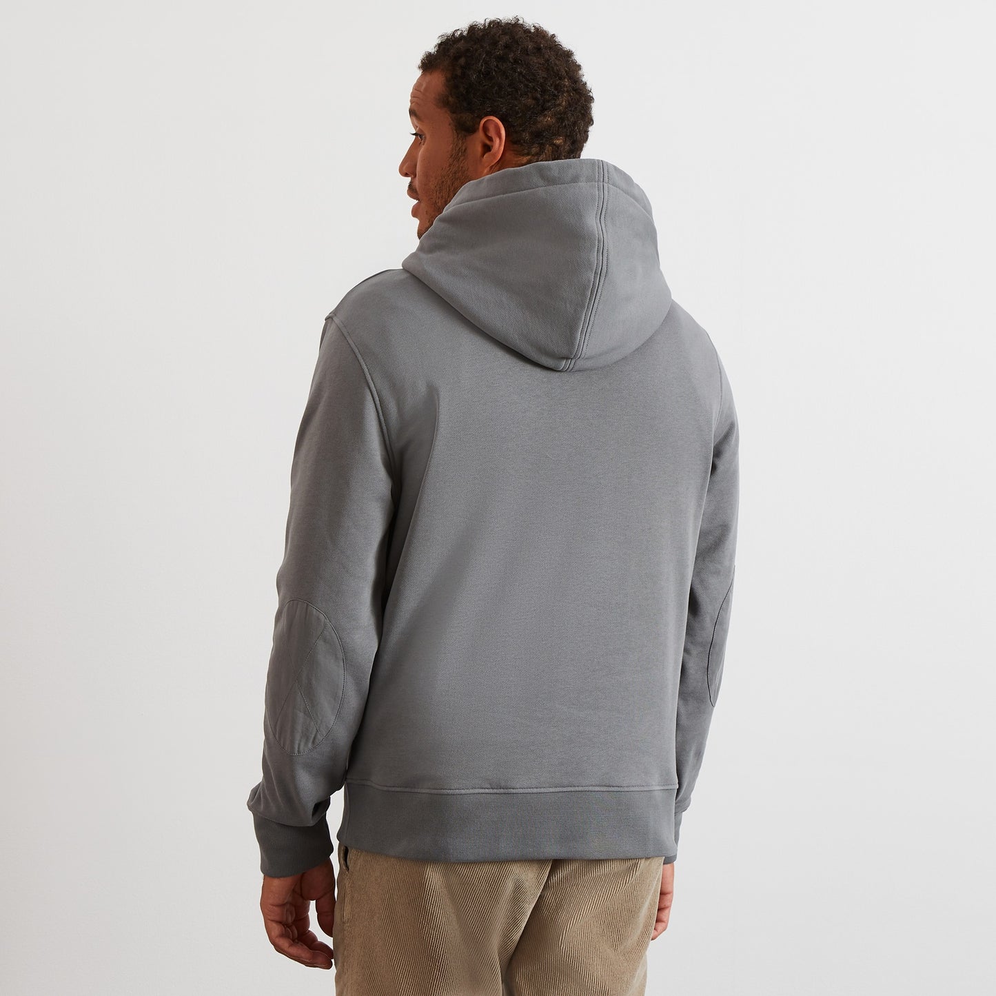 Hooded sweatshirt in khaki fleece